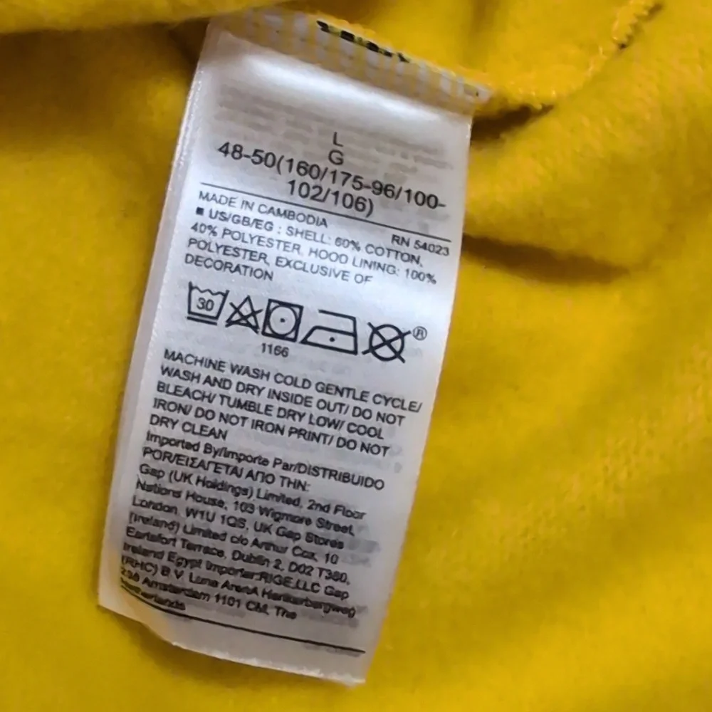 Gap Sherpa Hoodie Logo Sweatshirt Bold Yellow Signature Pullover Fleece Hooded